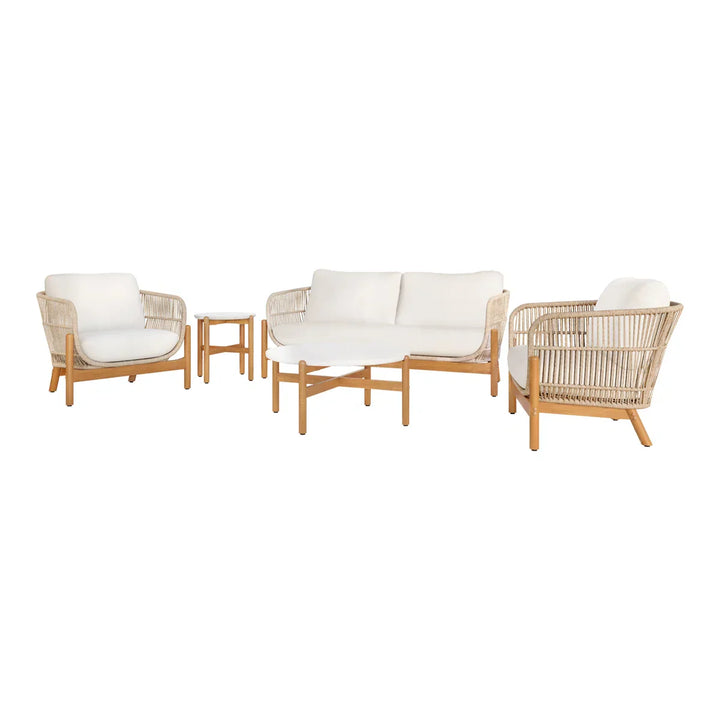 Apolo Outdoor Sofa Set 2 Seater , 2 Single seater , 1 Side table and 1 Center Table (Beige)