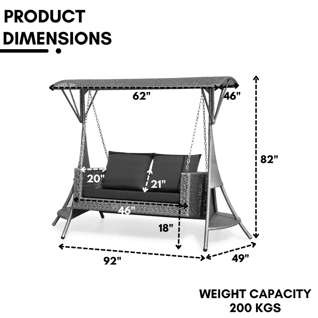 Cornelia Outdoor Rattan Wicker 2-Seat Patio Swing Chair with Shade & Cushions