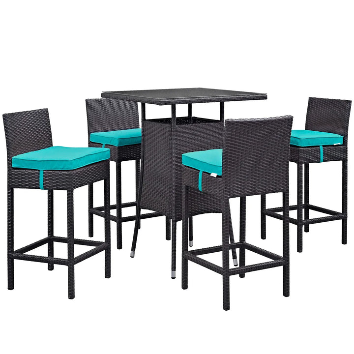 Volta Outdoor Patio Bar Sets 4 Chairs and 1 Table (Dark Brown)