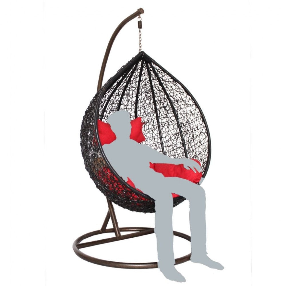 Eneide Single Seater Hanging Swing With Stand For Balcony , Garden Swing (Dark Brown)