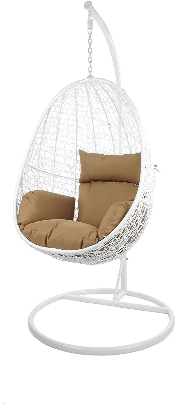 Giulietta Single Seater Hanging Swing With Stand For Balcony , Garden Swing (White)