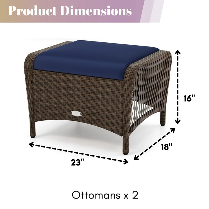 Bhavya 2-Piece Outdoor Rattan Wicker Ottoman Set