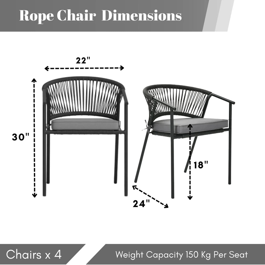 Shiori 4-Piece Outdoor Rope Patio Dining Chairs
