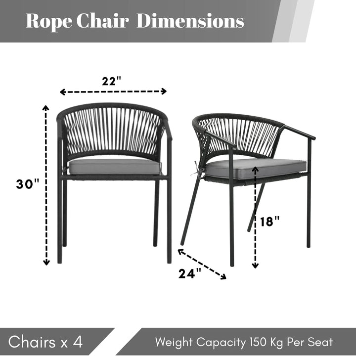 Shiori 4-Piece Outdoor Rope Patio Dining Chairs