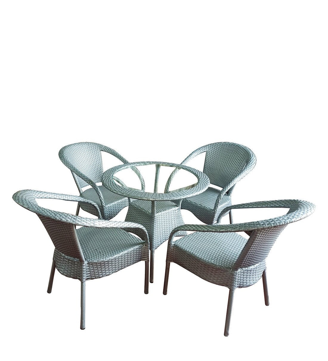 Mishka Outdoor Patio Seating Set 4 Chairs and 1 Table Set (Silver)