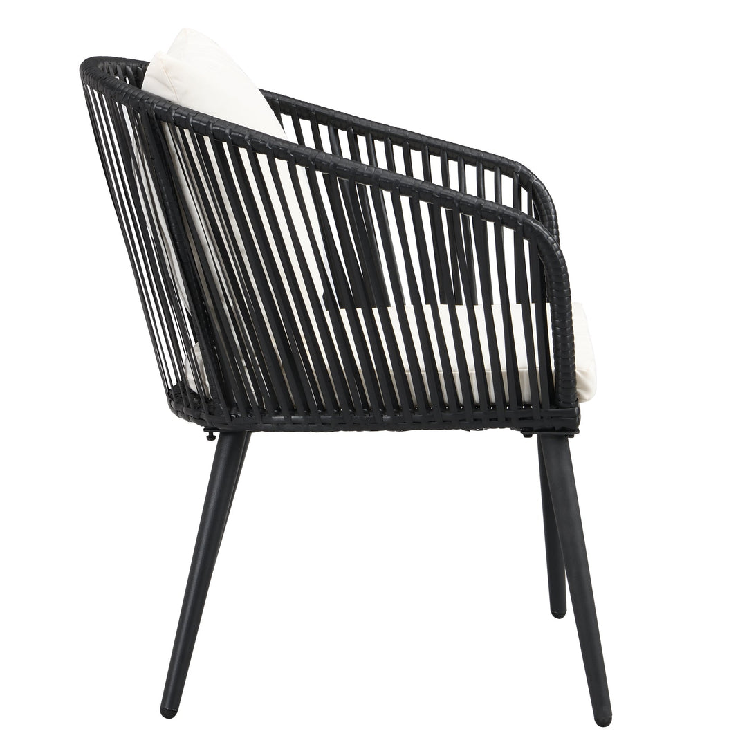 Feeds Outdoor Patio Seating Set 2 Chairs and 1 Table Set (Black)