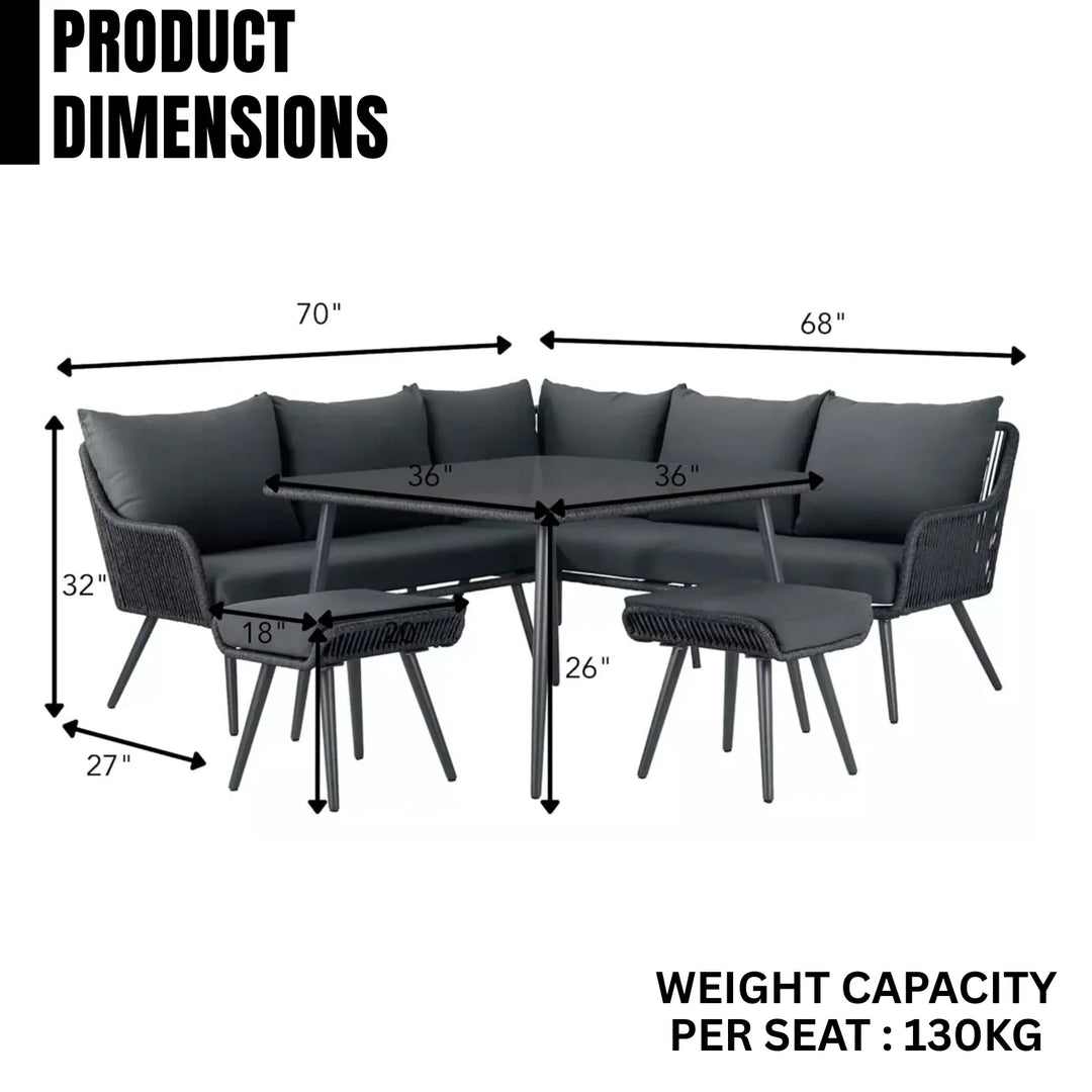 Paisley L-Shape Outdoor Rope Sofa Set