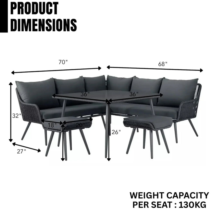 Paisley L-Shape Outdoor Rope Sofa Set