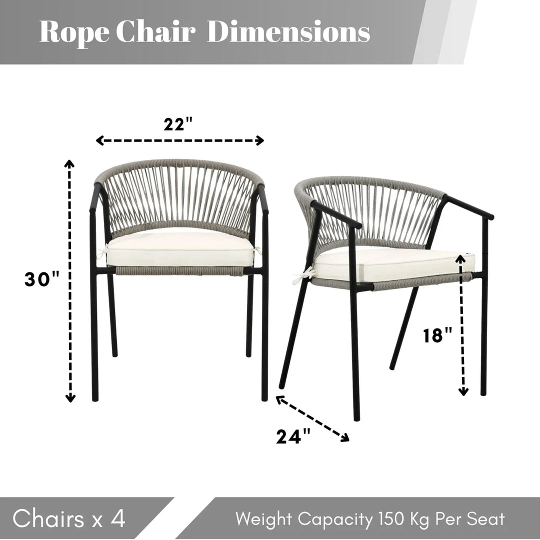 Peizhi 4-Piece Outdoor Rope Patio Dining Chairs