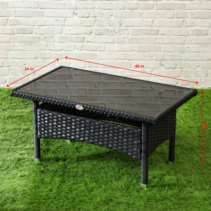 Hamper Outdoor Sofa Set 2 Seater , 2 Single seater and 1 Center Table Set (Black)