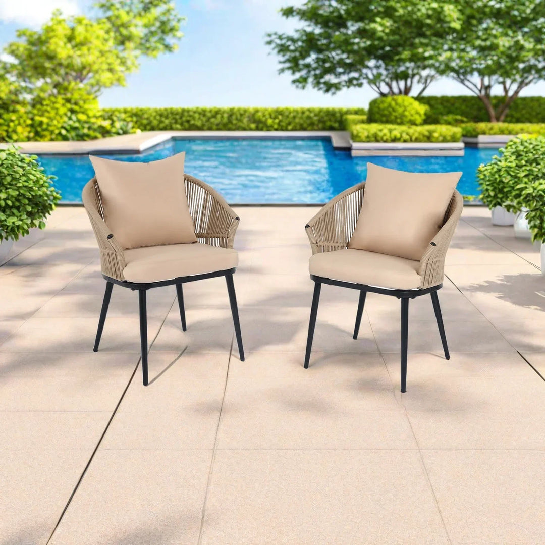 Aina Outdoor Patio Seating Set 2 Chairs Set Braid & Rope