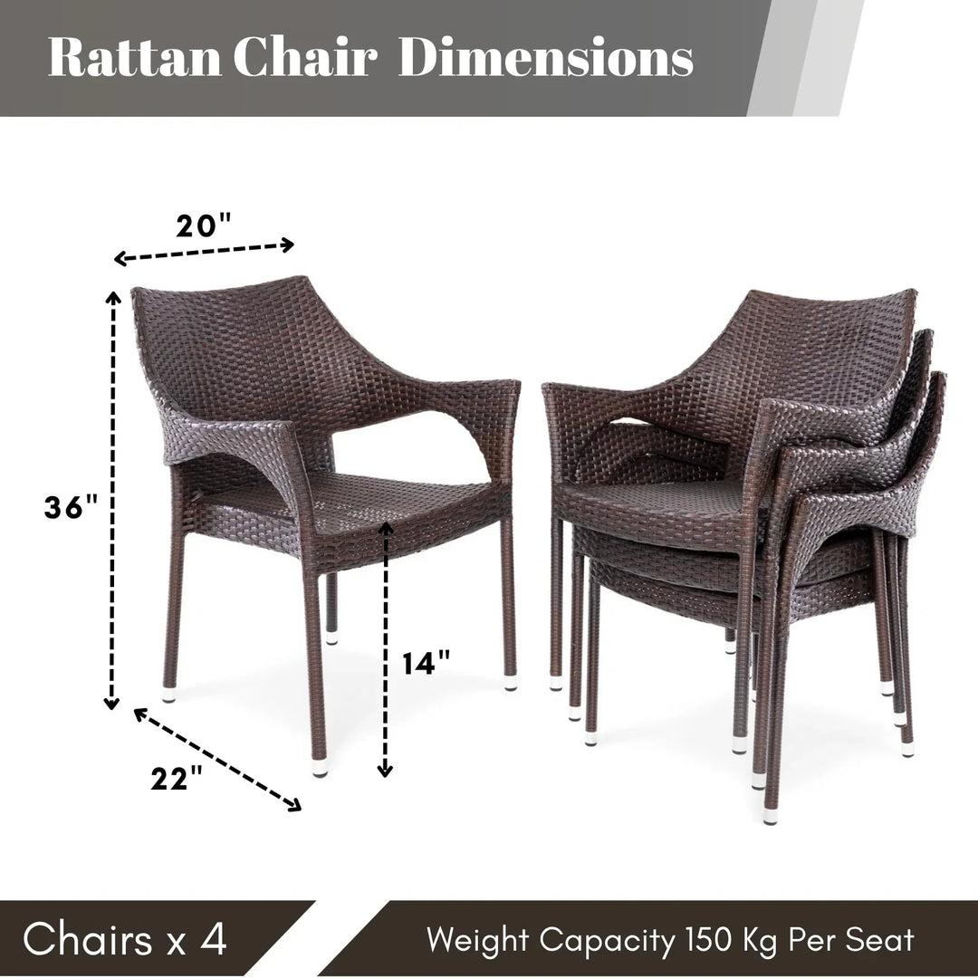 Mariama Outdoor Rattan Wicker Patio Dining Chairs