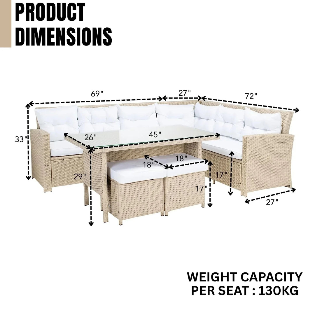Tereza 5-Piece Wicker Patio Conversation Set (Beige/White)