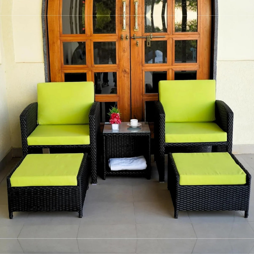 Chandni Outdoor 5 Piece Patio Wicker All Weather Sectional Furniture Set