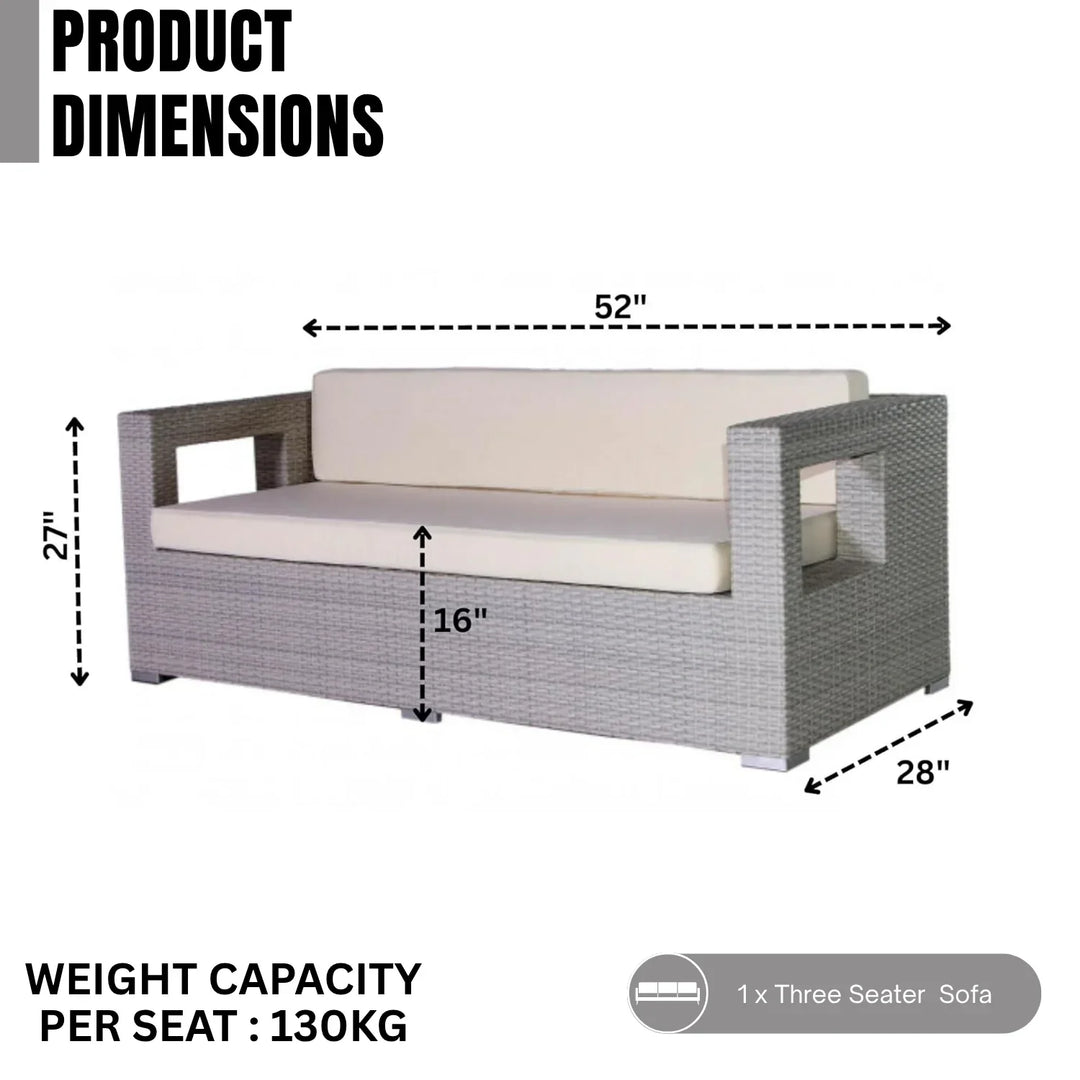 Zuleikha 3-Seater Outdoor Rattan Wicker Patio Sofa