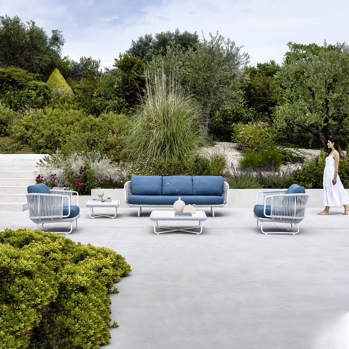 Astor Outdoor Garden Balcony Sofa Set 3 Seater , 2 Single Seater and 1 Center Table Set Braid & Rope (Grey-Off White)