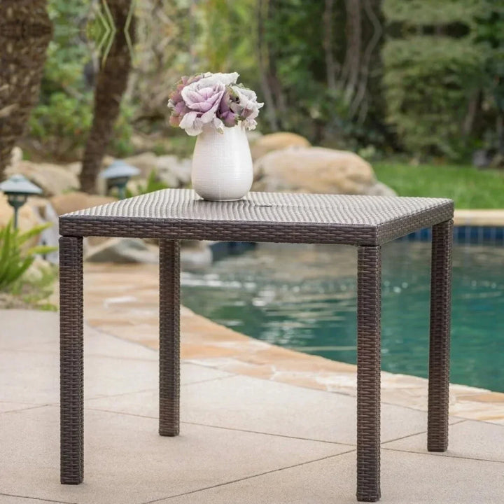 Outdoor Wicker Patio Wicker Coffee Table (Dark Brown)
