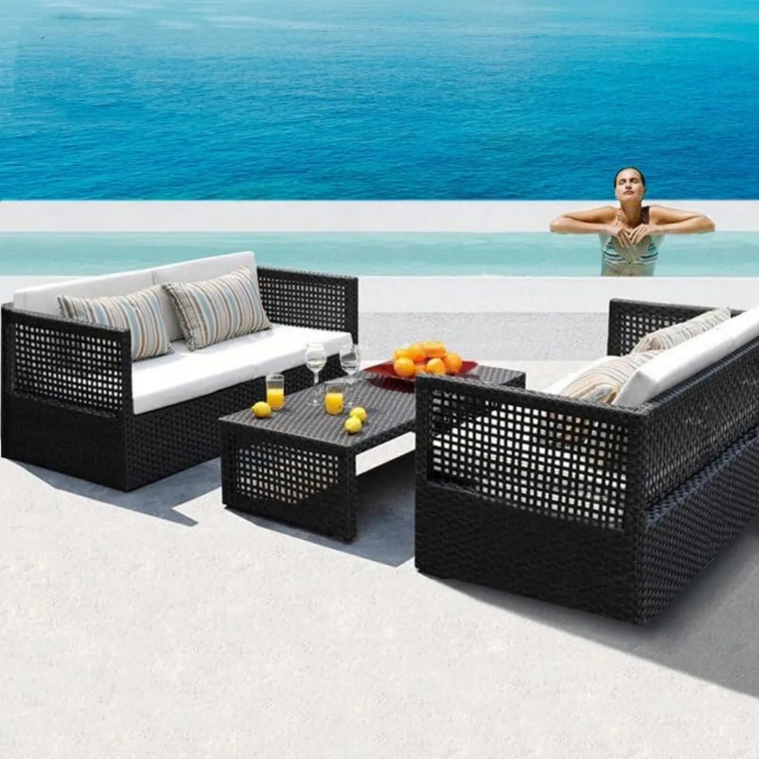 Hannelore Outdoor Rattan Wicker 4-Seater Sofa Set