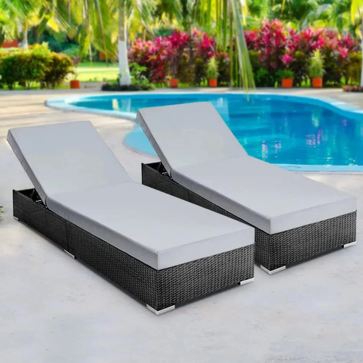 Zoya Outdoor 2-Piece Chaise Lounge Chair with Adjustable Settings and Cushions