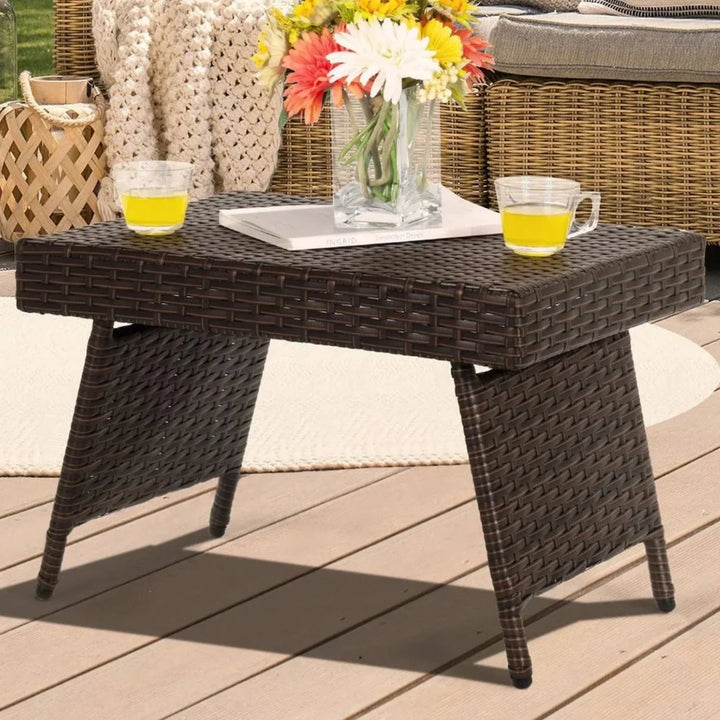 Ayotunde Outdoor Rattan Wicker Foldable Table