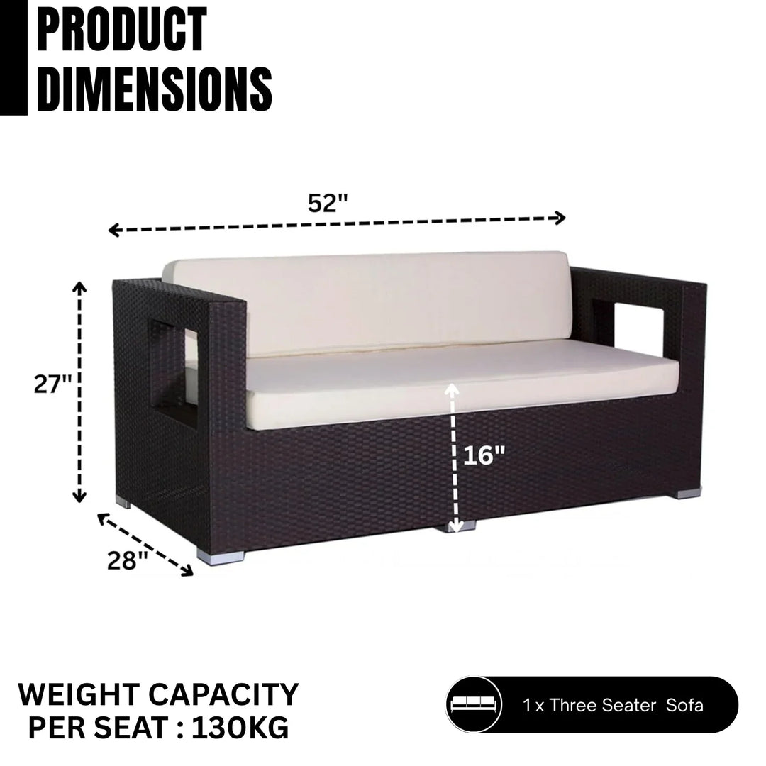 Charita 3-Seater Outdoor Rattan Wicker Patio Sofa