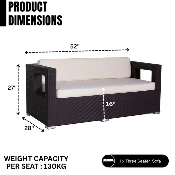 Charita 3-Seater Outdoor Rattan Wicker Patio Sofa