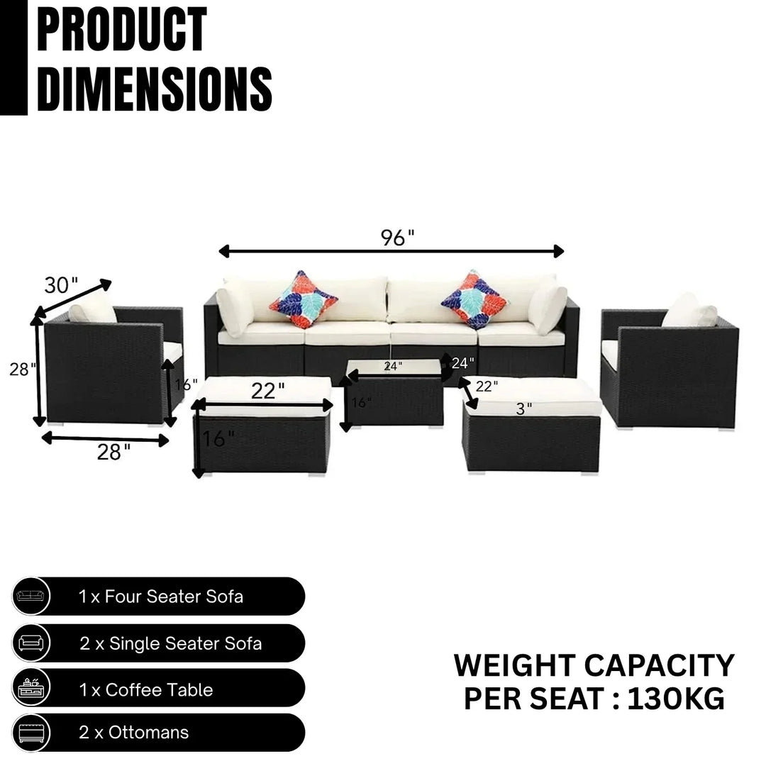 Tamara 6-Piece Outdoor Conversation Set (Black/Off-White)