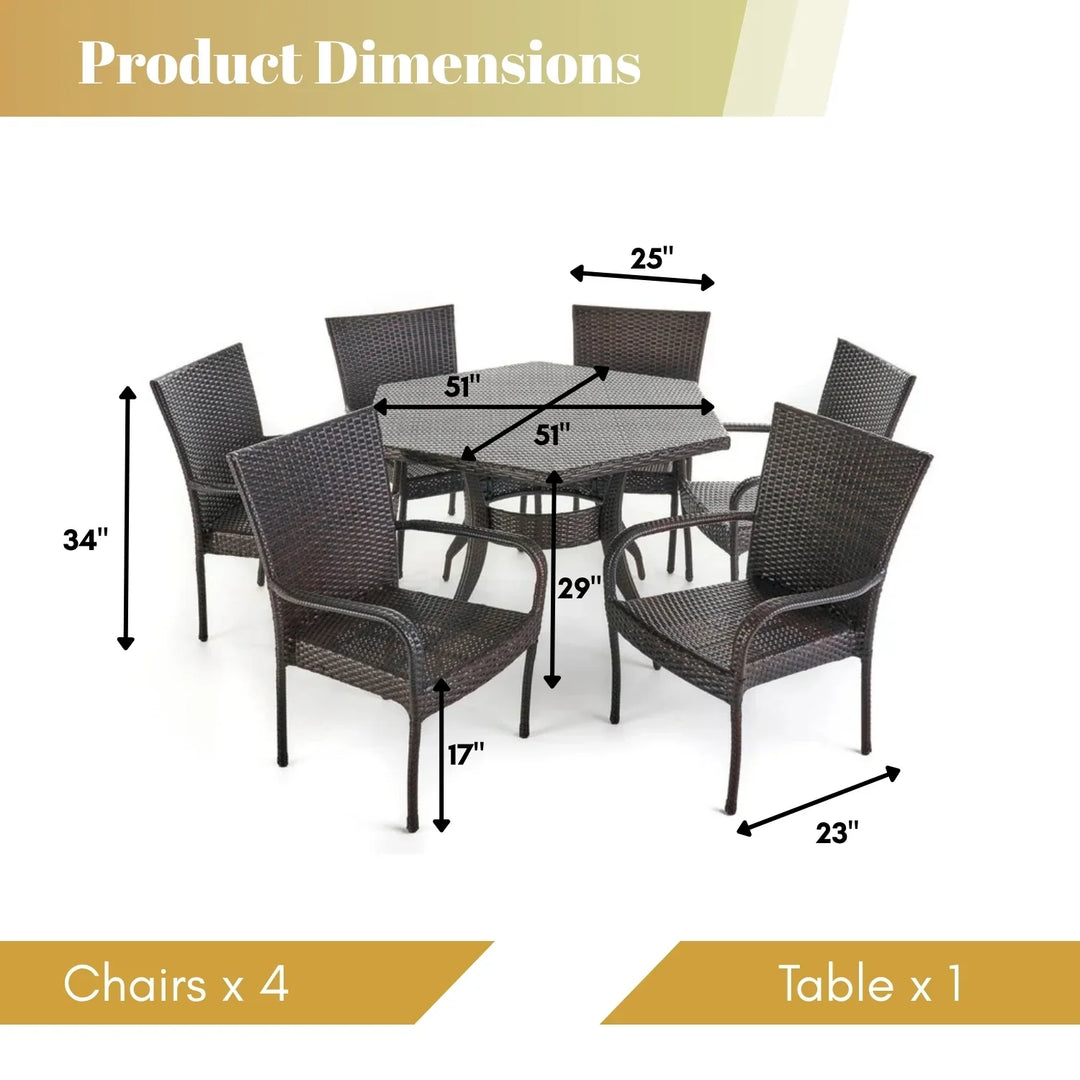 Kalila Outdoor All-Weather Resistant Rattan Wicker 7-Piece Dining Set