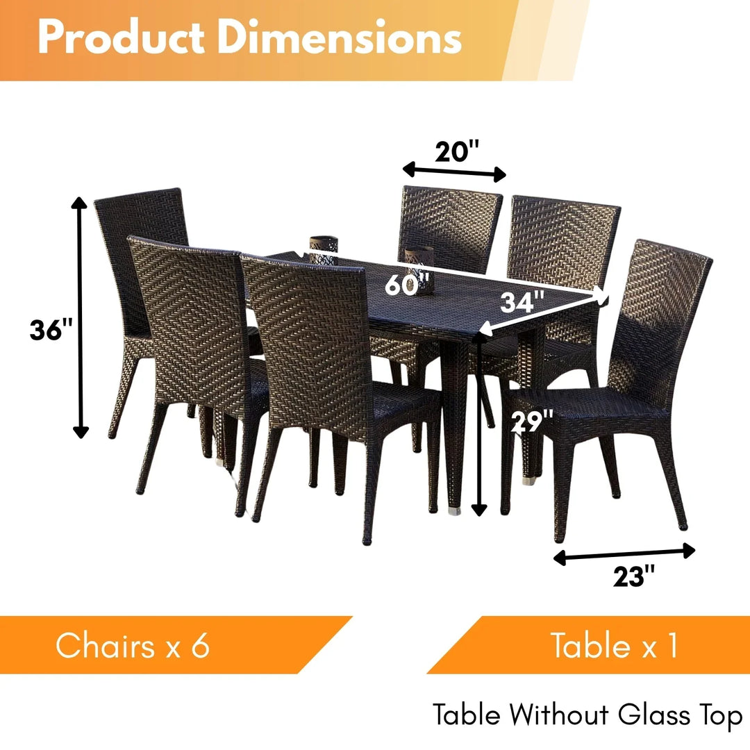 Jumanah Outdoor All-Weather Resistant Rattan Wicker 7-Piece Dining Set