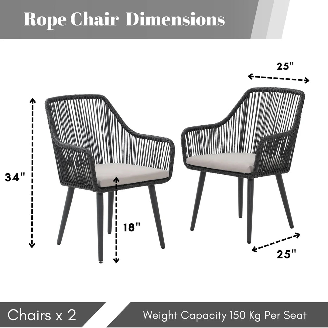 Yolanda 2-Piece Outdoor Rope Patio Dining Chairs