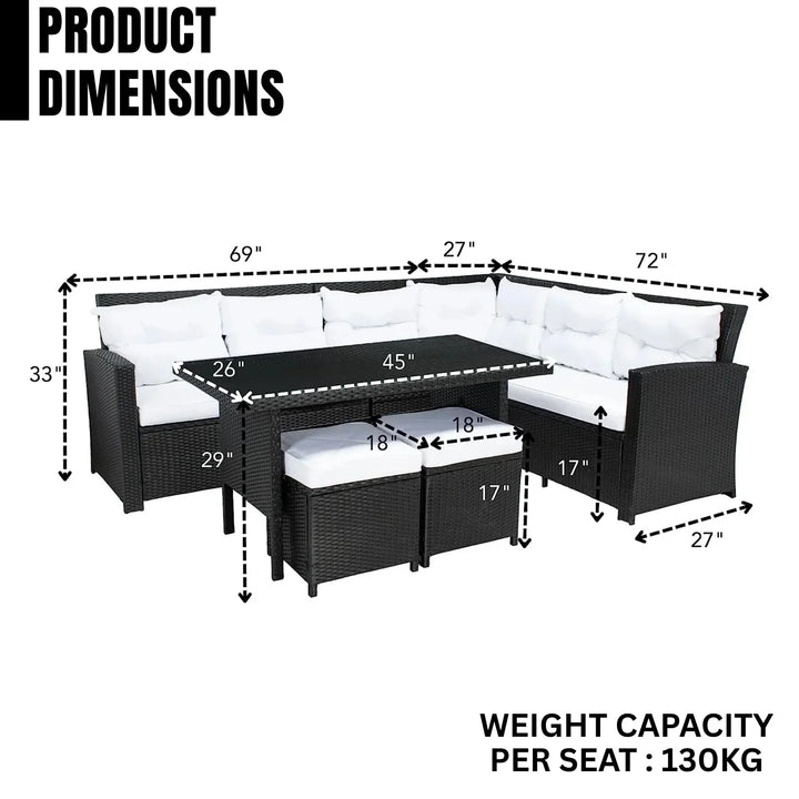 Agnieszka 5-Piece Wicker Patio Conversation Set (Black/White)