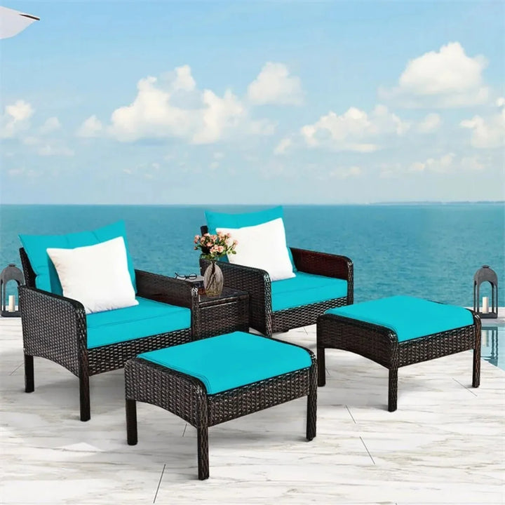 Saphira Outdoor Wicker 5-Piece Patio Sofa Set