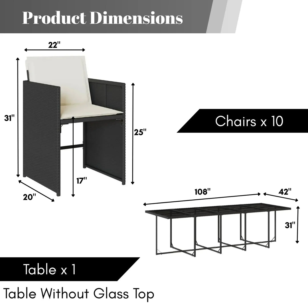 Saisha 11-Piece Outdoor Rattan Wicker Dinning Set