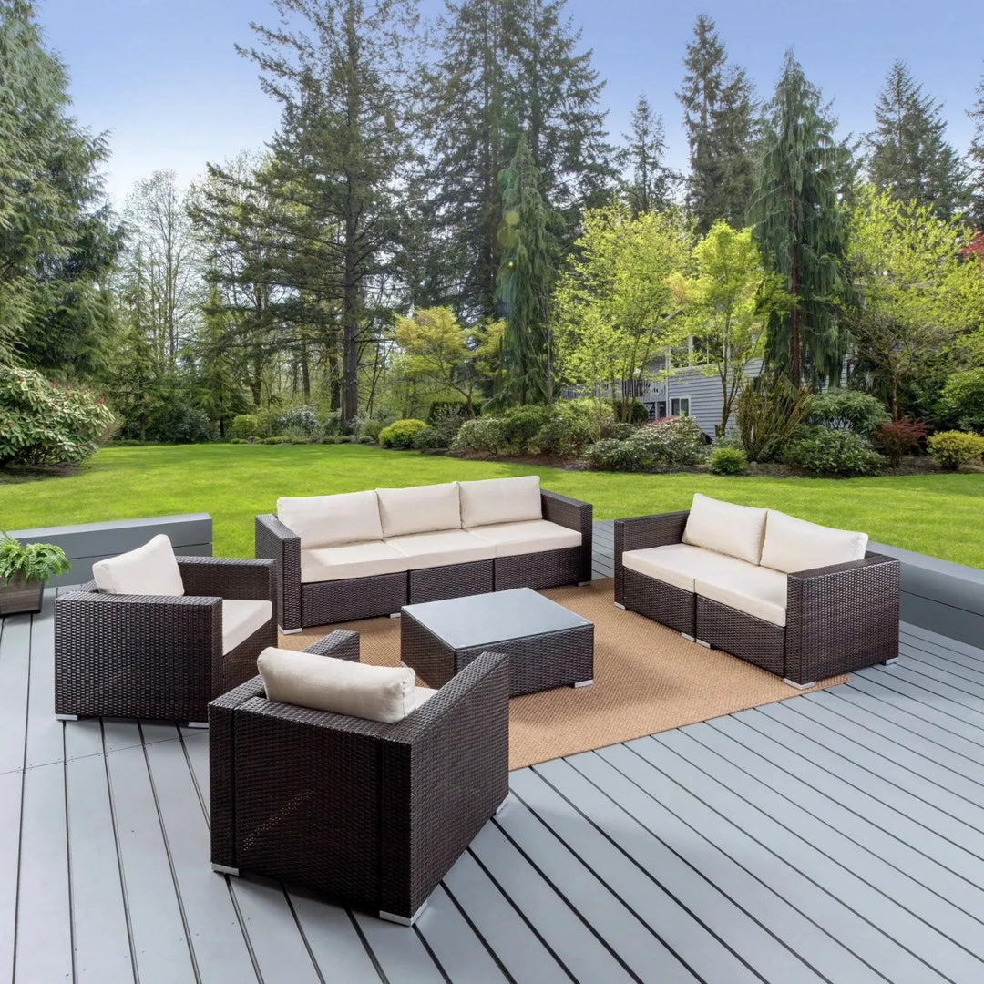 Outdoor Wicker 7-Seater Sofa Set