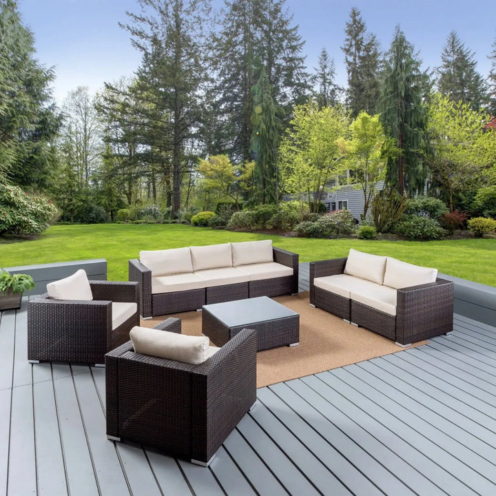 Outdoor Wicker 7-Seater Sofa Set