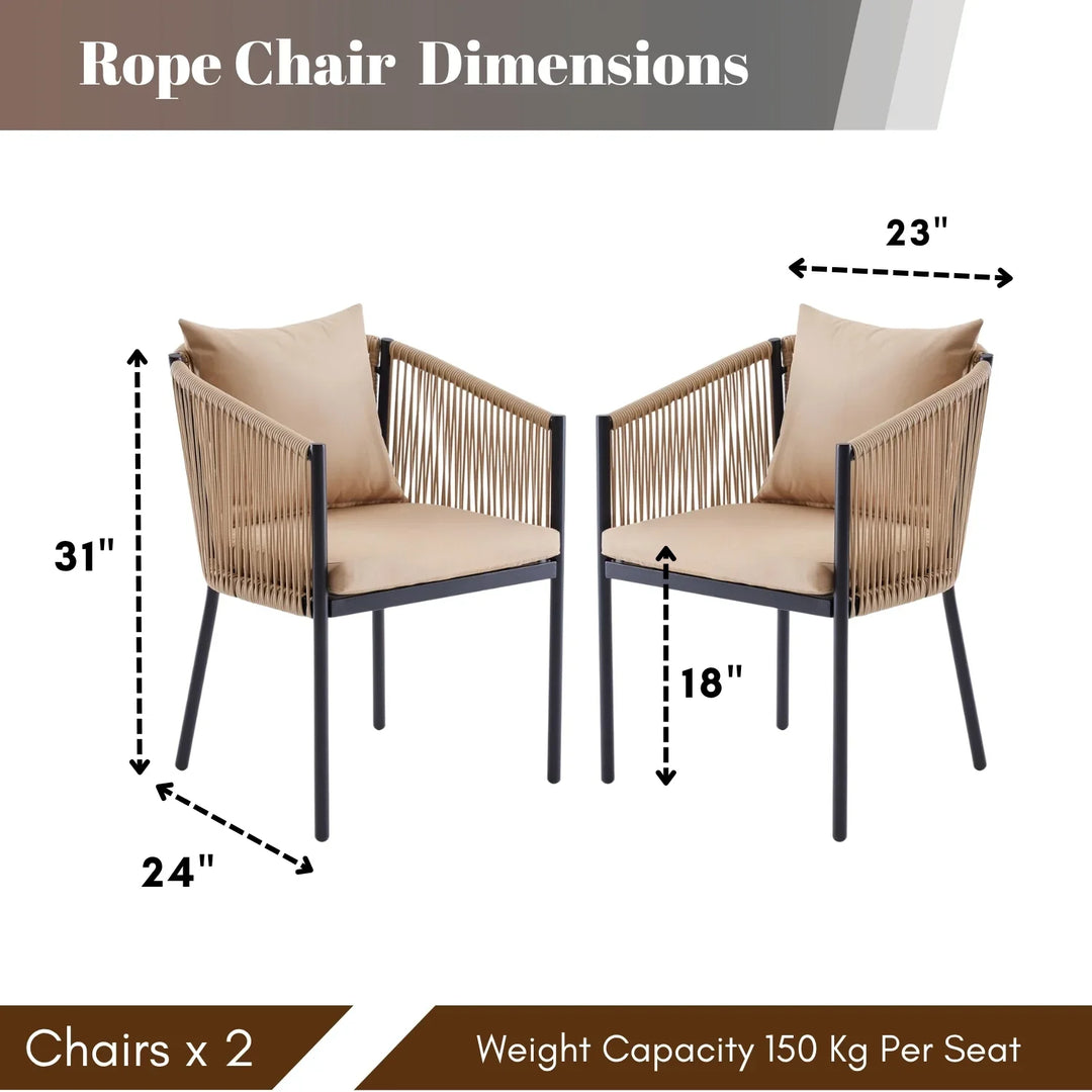 Lian 2-Piece Outdoor Rope Patio Dining Chairs