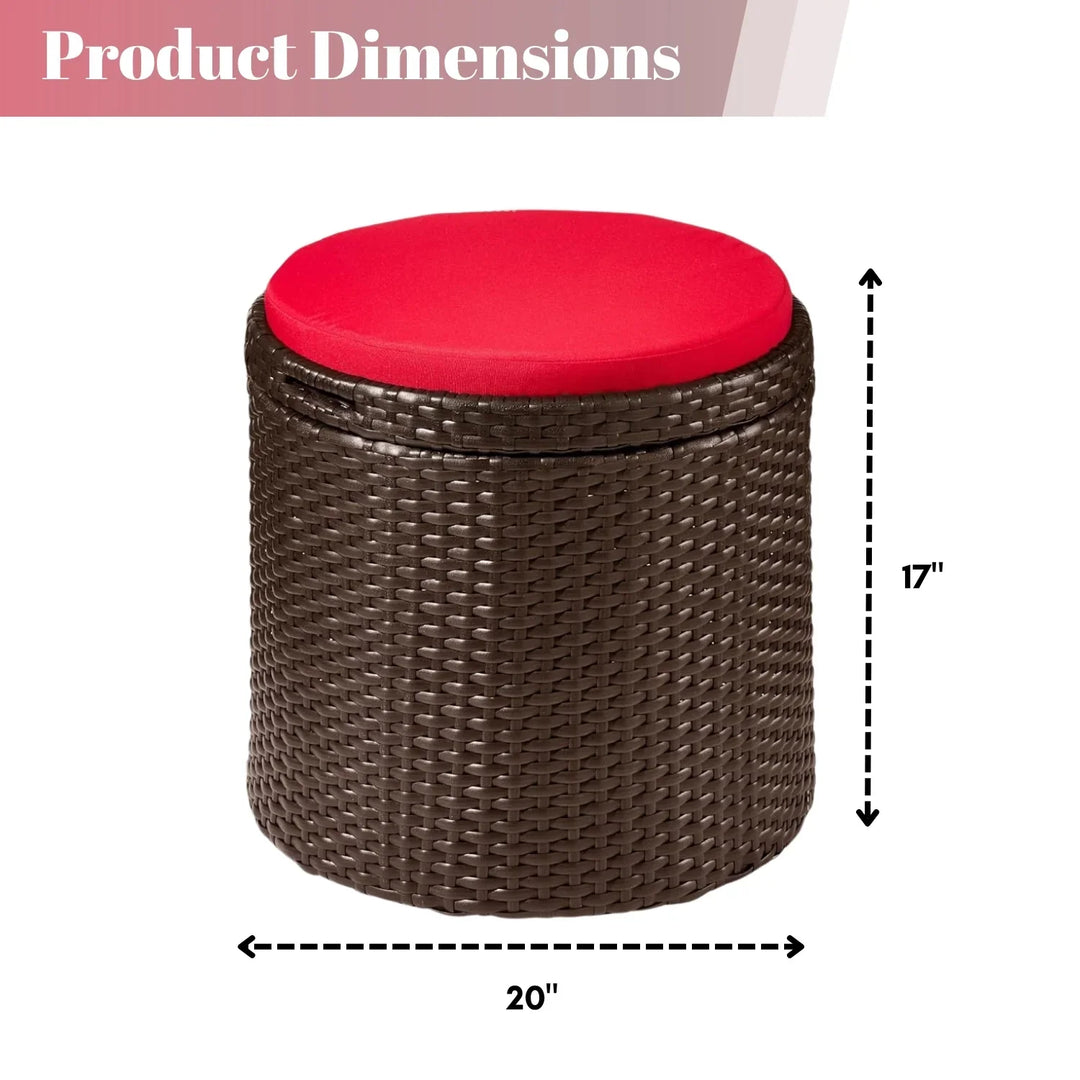 Round Wicker Ottoman for Patio & Backyard