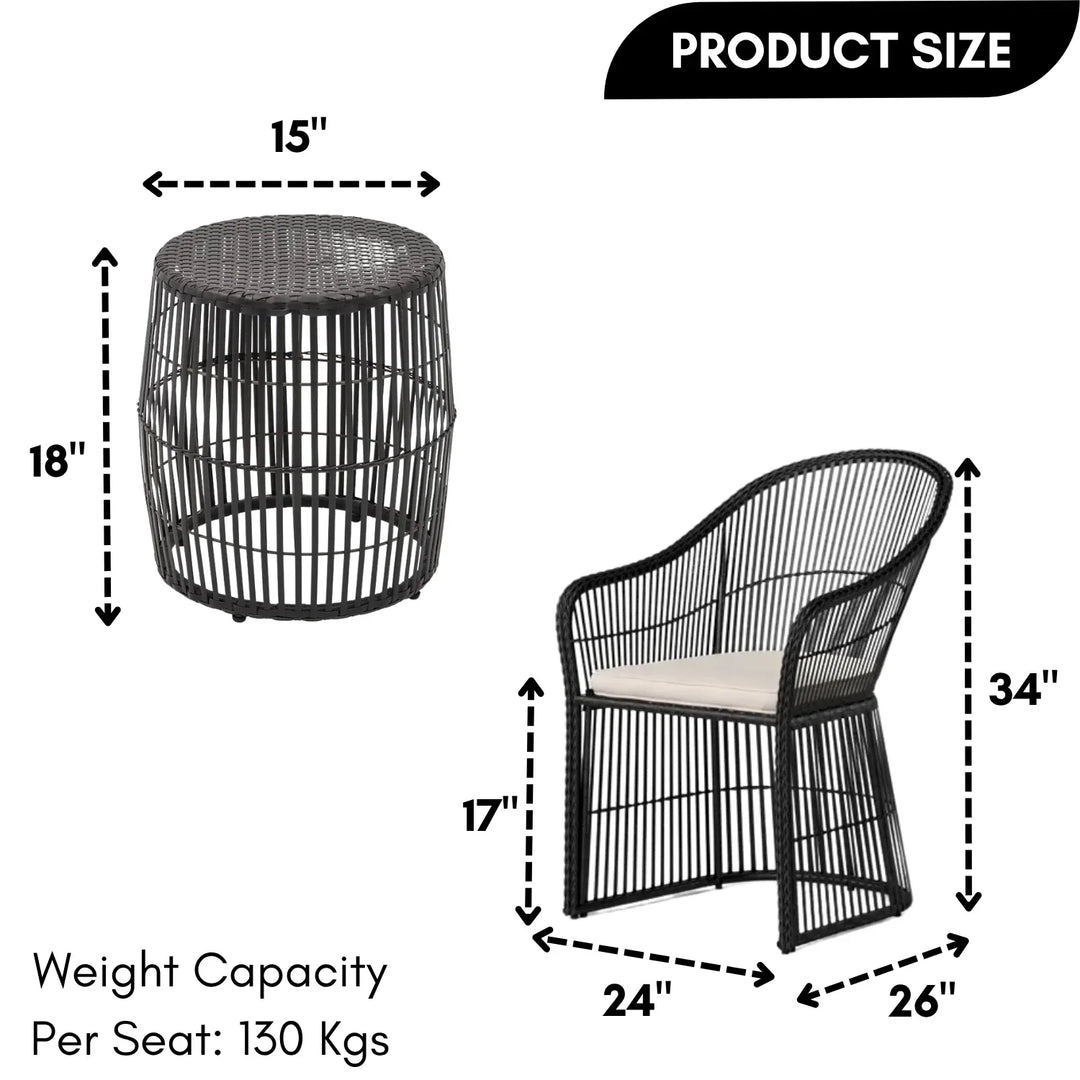 Freya 3-Piece Outdoor Rattan Wicker Patio Set