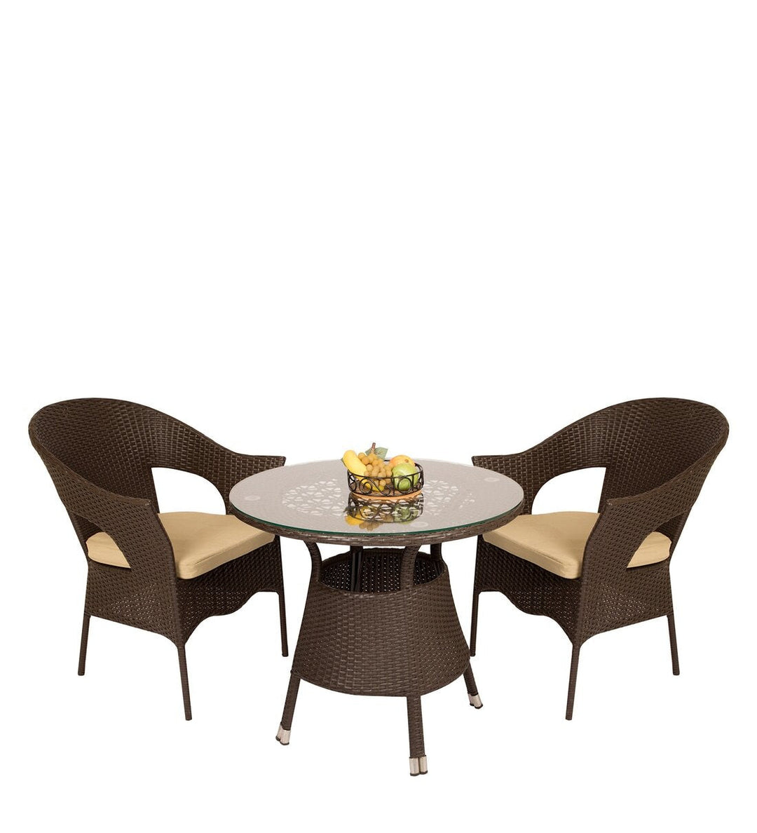 Blaze Outdoor Patio Seating Set 2 Chairs and 1 Table Set (Brown)