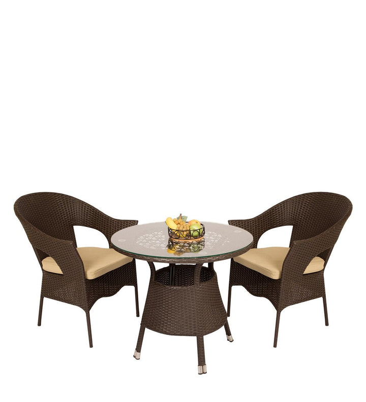 Blaze Outdoor Patio Seating Set 2 Chairs and 1 Table Set (Brown)