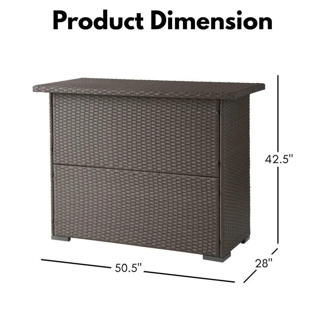 Rocio Outdoor Rattan Wicker Bar Table With Storage Selves