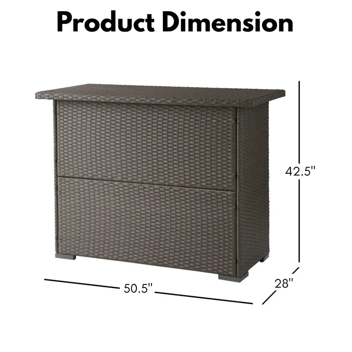 Rocio Outdoor Rattan Wicker Bar Table With Storage Selves
