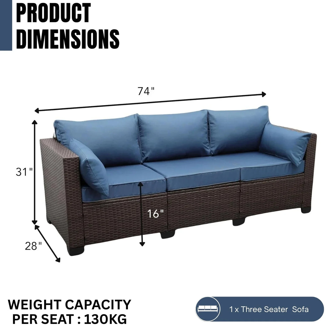 Shui 3-Seater Outdoor Rattan Wicker Patio Sofa