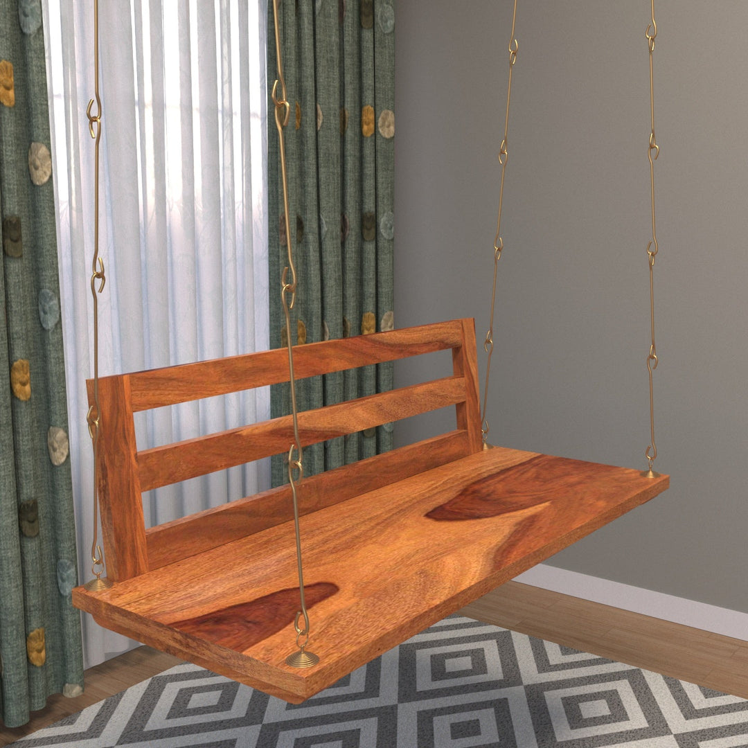 Isha Premium Strip Back Sheesham Wooden Swing for Home