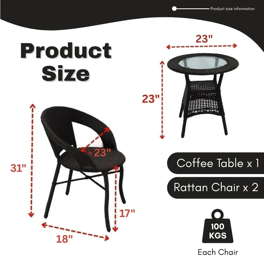 Sumaya 3-Piece Outdoor Rattan Wicker Patio Bistro Set