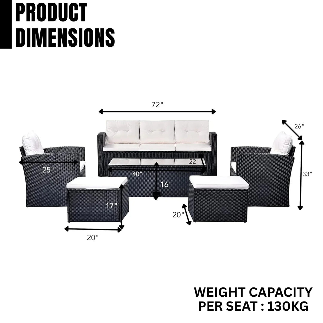 Rosario 6 Piece Outdoor Conversation Set All Weather Wicker Sectional Sofa