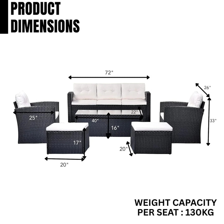Rosario 6 Piece Outdoor Conversation Set All Weather Wicker Sectional Sofa