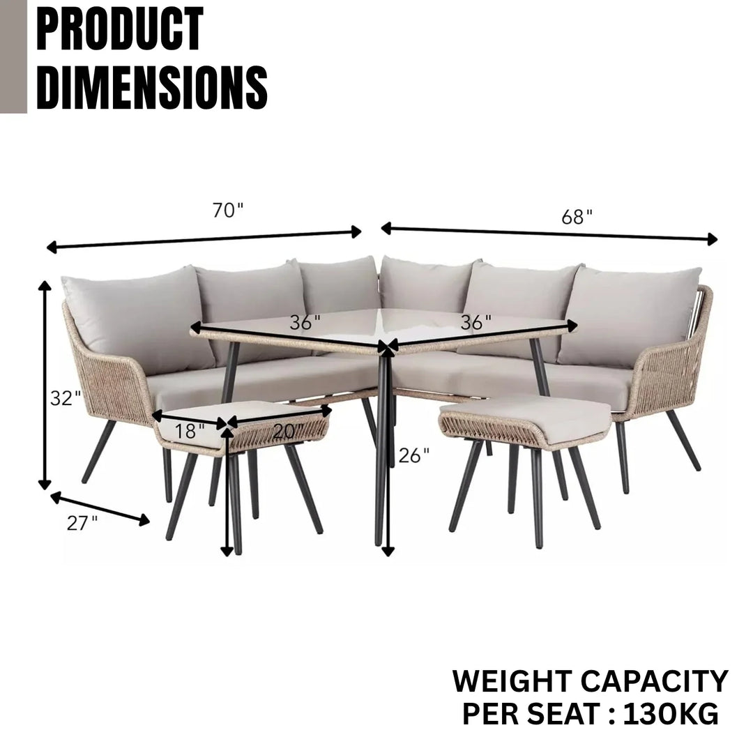 Brielle L-Shape Outdoor Rope Sofa Set