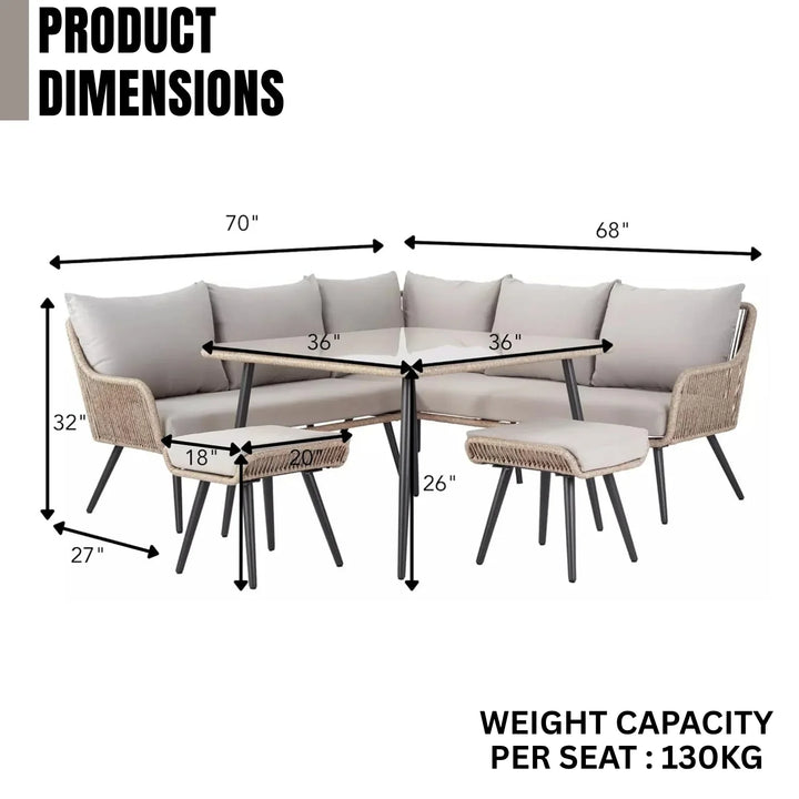 Brielle L-Shape Outdoor Rope Sofa Set