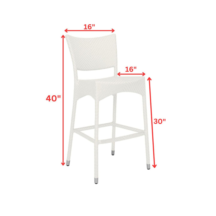 Aysel Outdoor Patio Bar Chair 2 Chairs For Balcony (White)